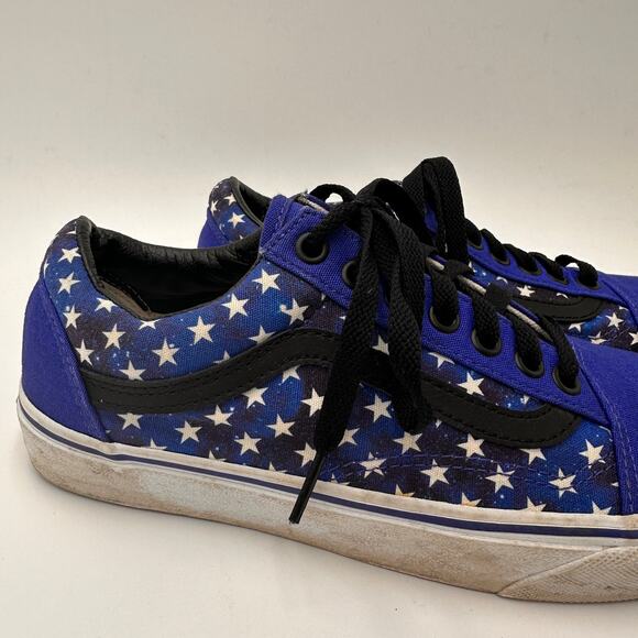 Vans Customs Blue & White Stars Galaxy Skate Sneakers Size 7.5 main image 4